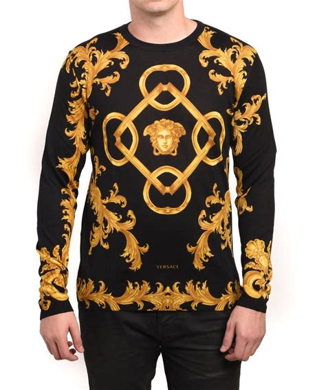 versace black and gold sweater|Versace jumper men's sale.